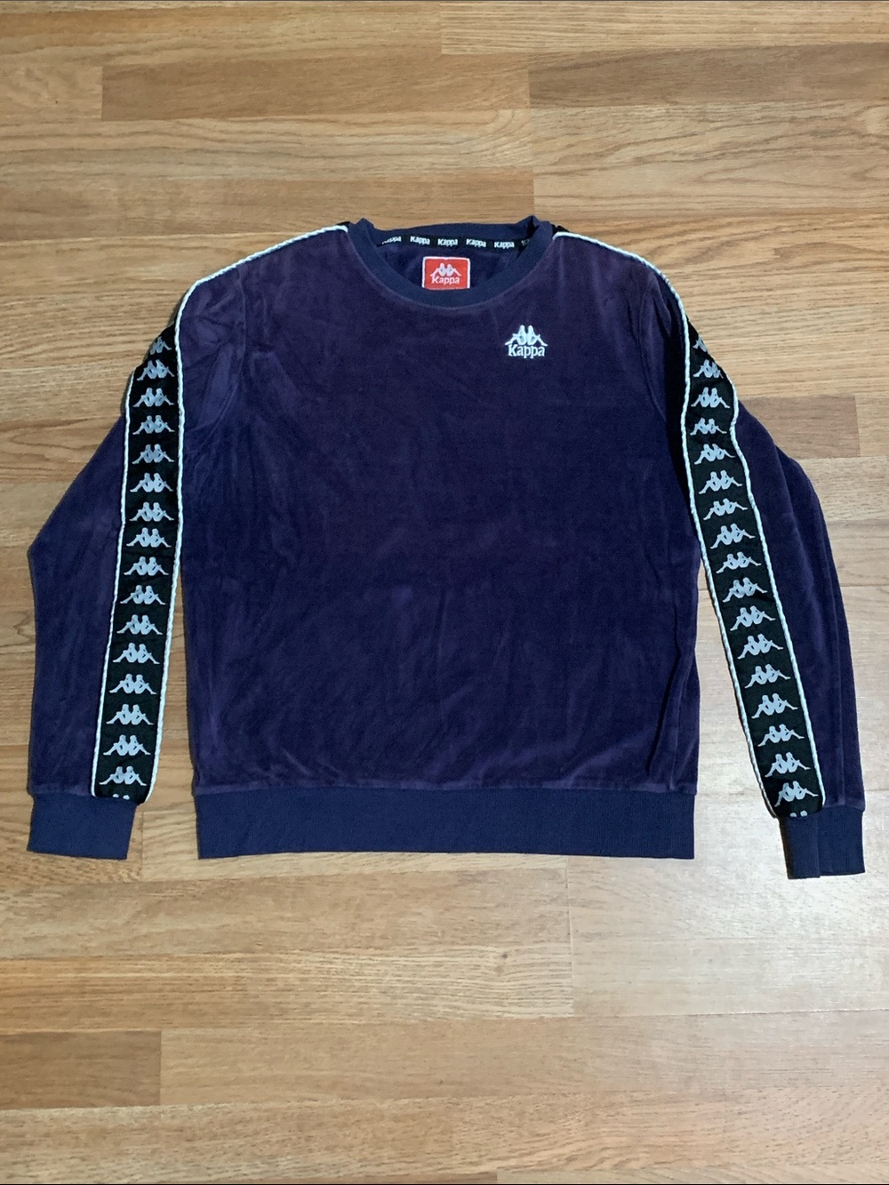 Kappa Men's Purple Velour Crewneck with Logo Tape Sleeves